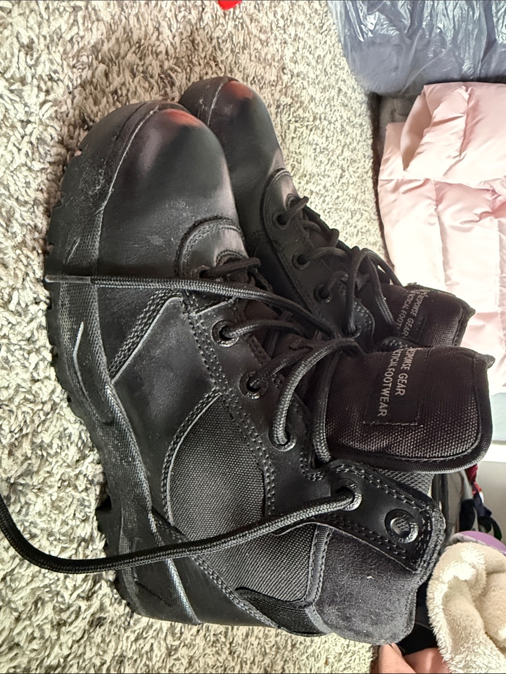 Women's Black Lace-Up Combat Boots - Rugged Tactical Footwear Style